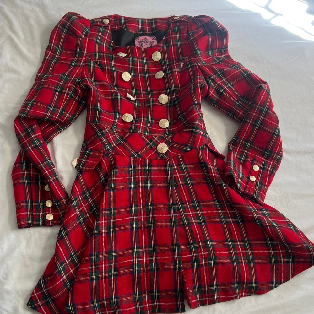 Vintage plaid mini dress long sleeve